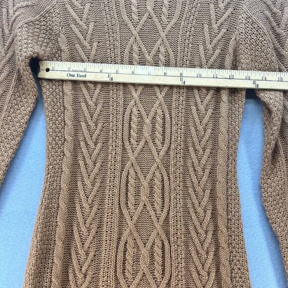 MAK Cable Knit Sweater Dress Long Sleeve Camel Color MK3451 - Picture 10 of 10